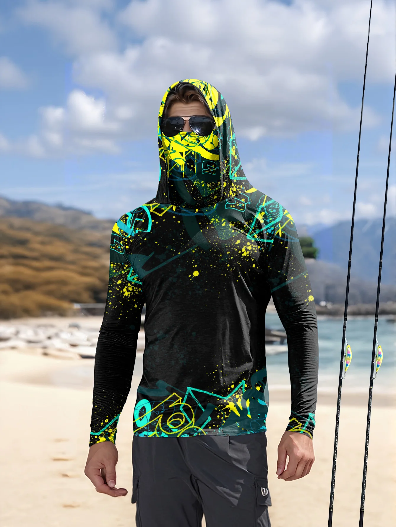 Мужская футболка с капюшоном д – обзор и цена Fishing Mask Sun Protection