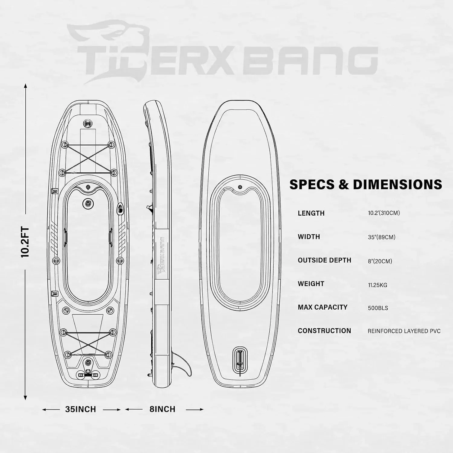 Надувной каяк TIGERXBANG разме – обзор и цена Fishing Backpack